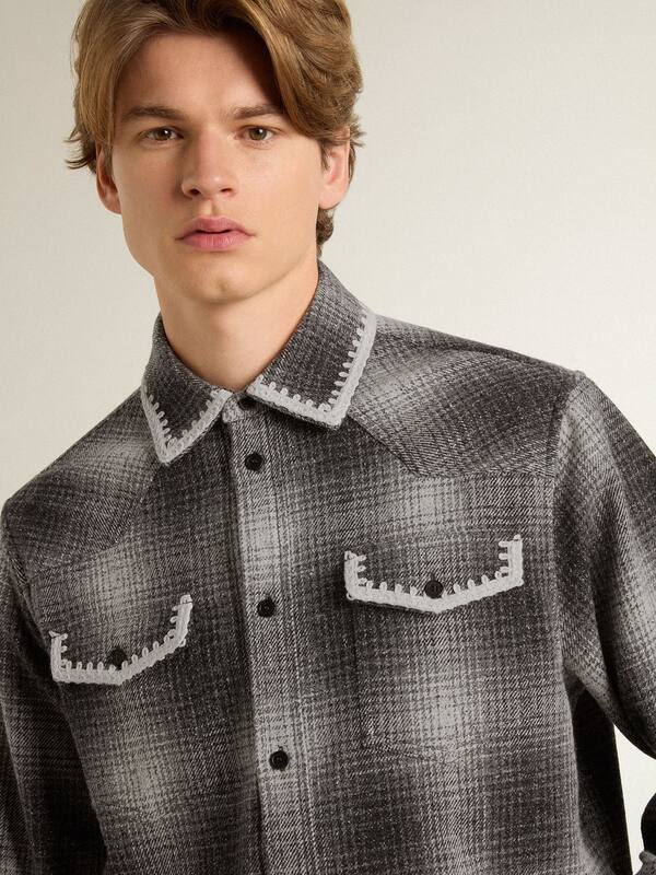 Golden Goose - Men's gray shirt with white embroidery in 