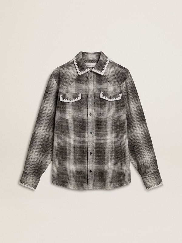 Golden Goose - Men's gray shirt with white embroidery in 