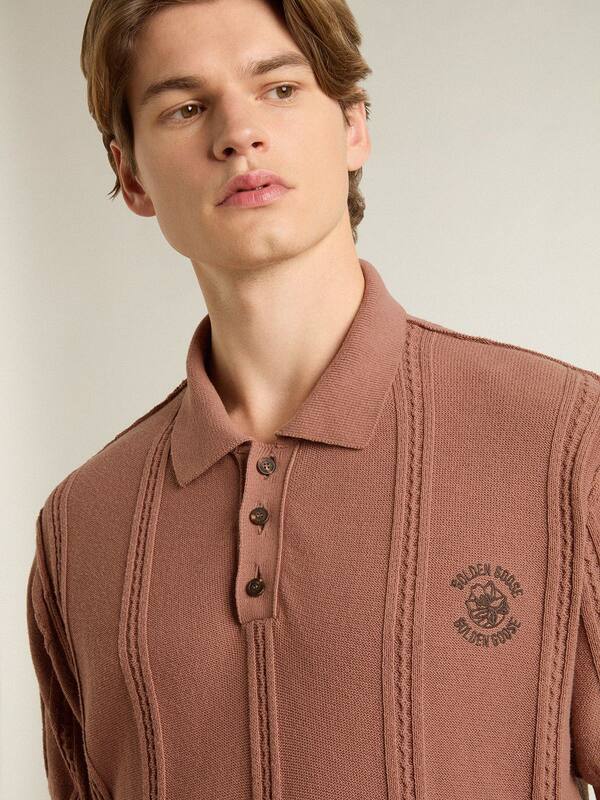 Golden Goose - Men's brick-colored polo with embroidered logo. in 
