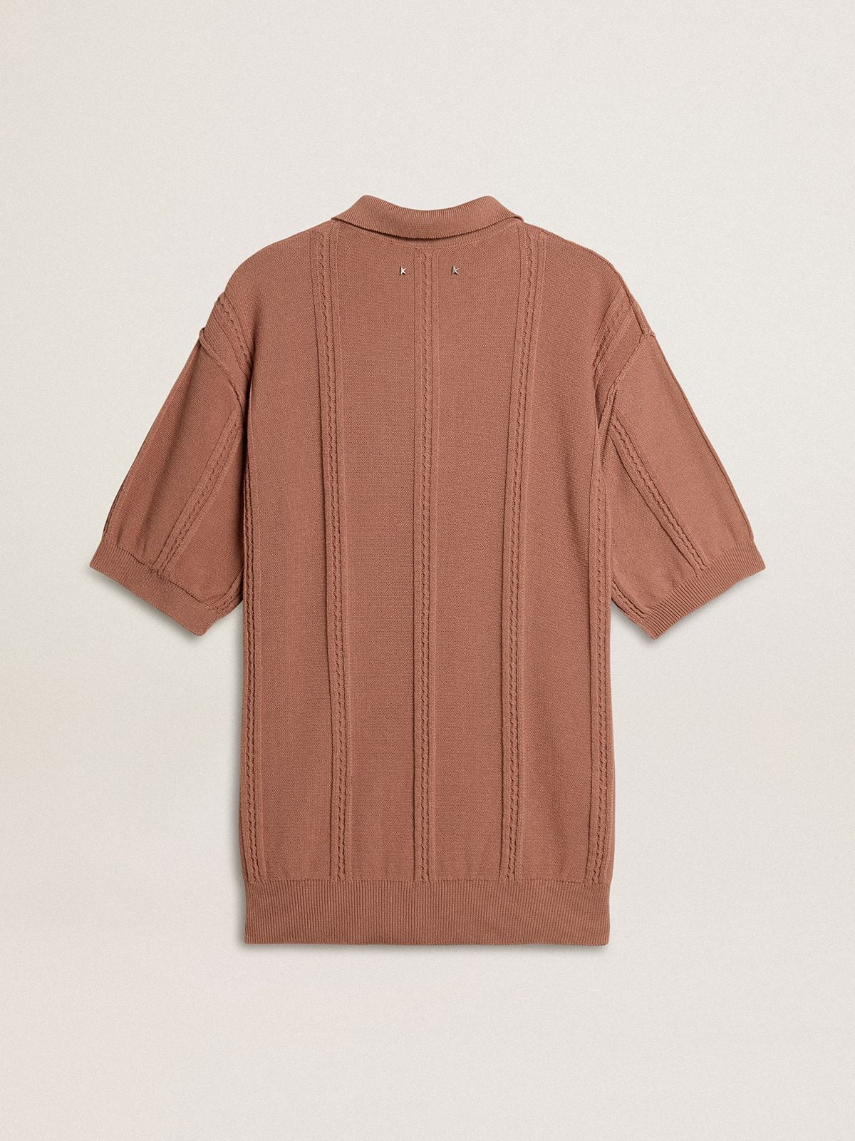 Golden Goose - Polo color mattone da uomo con logo ricamato in 