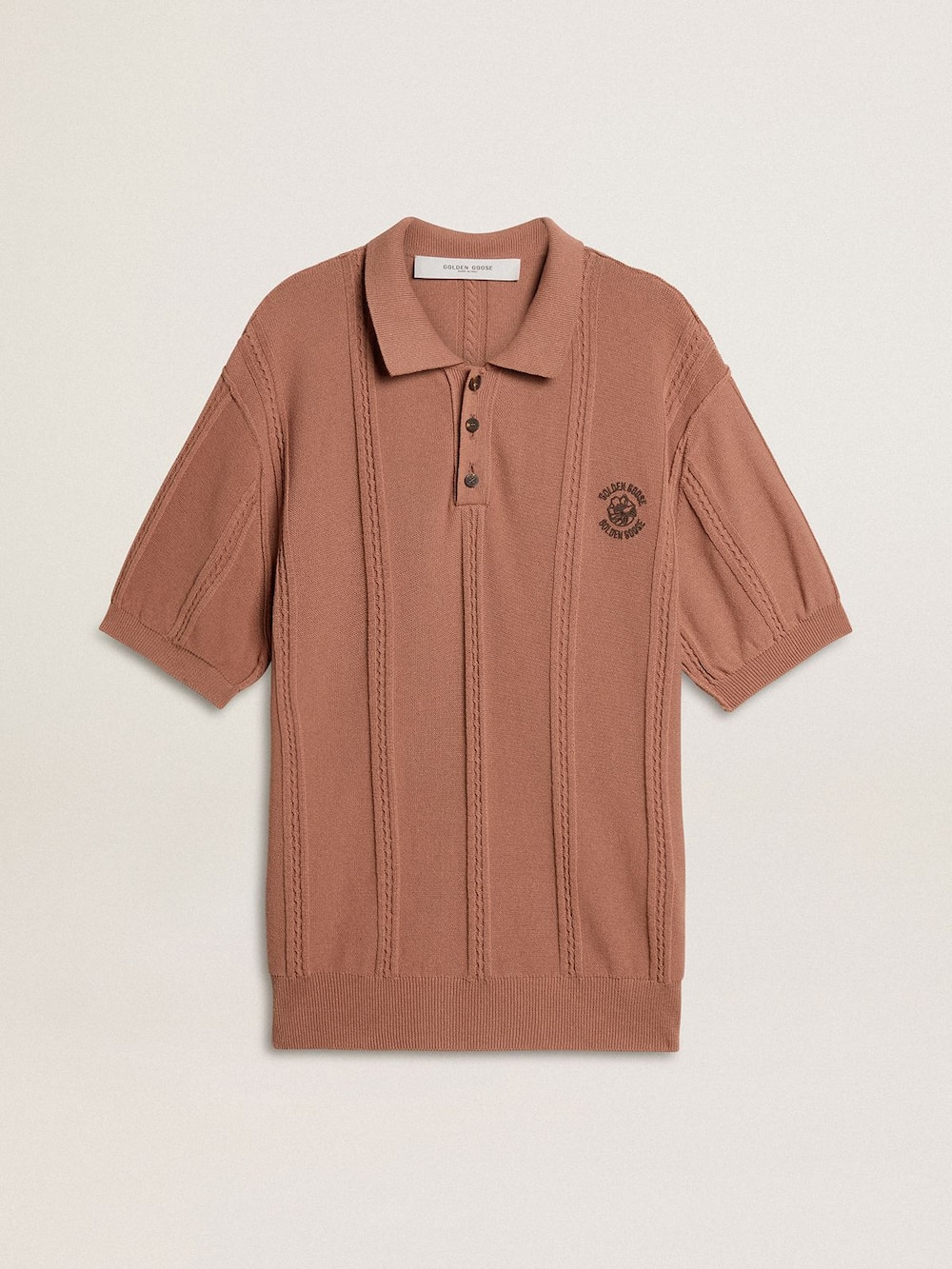 Polo couleur brique pour homme avec logo brodé — Golden Goose