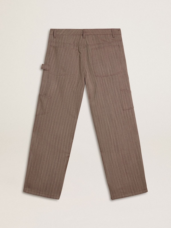 Golden Goose - Men’s wool blend pants in light brown micro chevron in 
