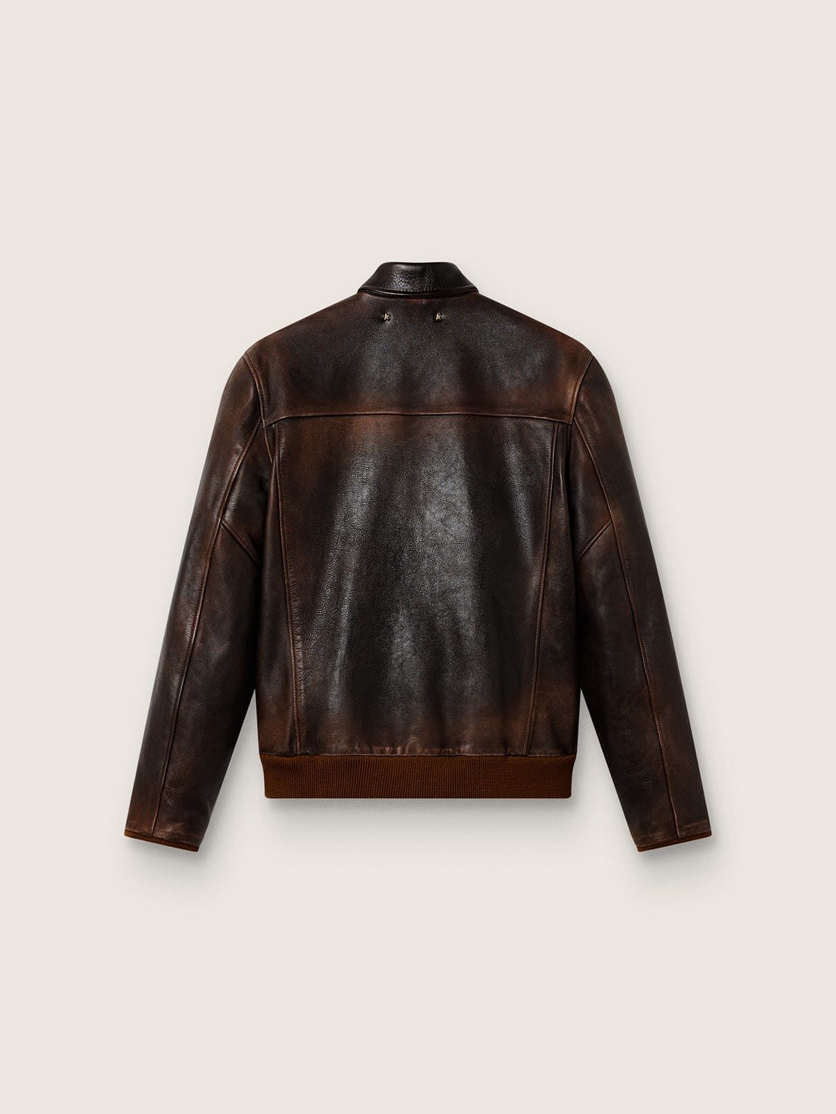 Golden Goose - Herren-Bomberjacke aus dunkelbraunem Leder in Distressed-Optik in 