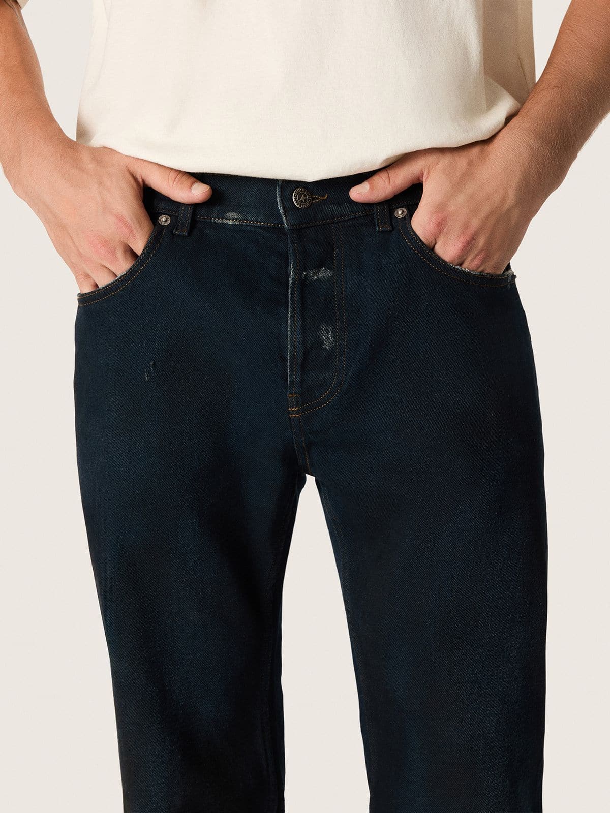 Golden Goose - Men’s slim-fit jeans in dark indigo stretch denim in 