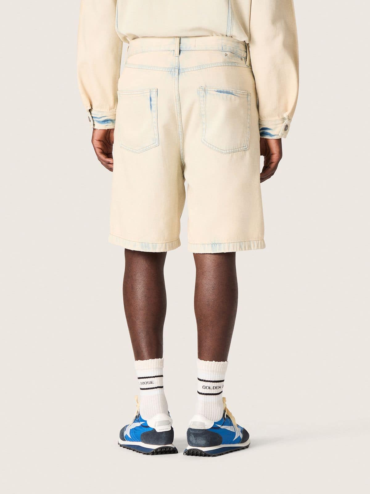 Golden Goose - Men's Bermuda shorts in light sand-colored denim in 