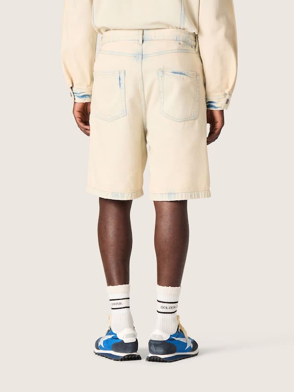 Golden Goose - Men's Bermuda shorts in light sand-colored denim in 