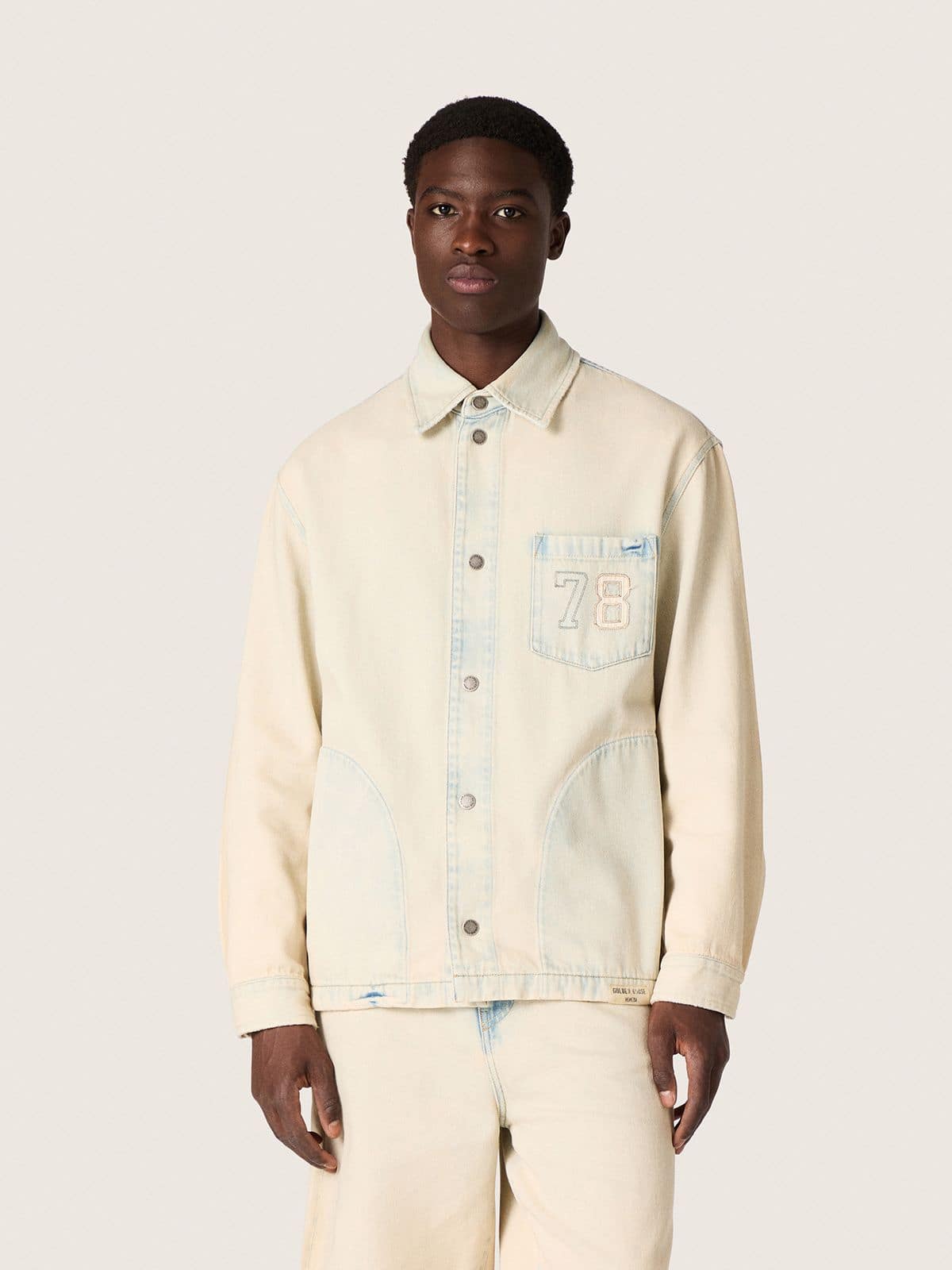 Golden Goose - Work-Jacket f&uuml;r Herren aus Denim in hellem Sandton in 