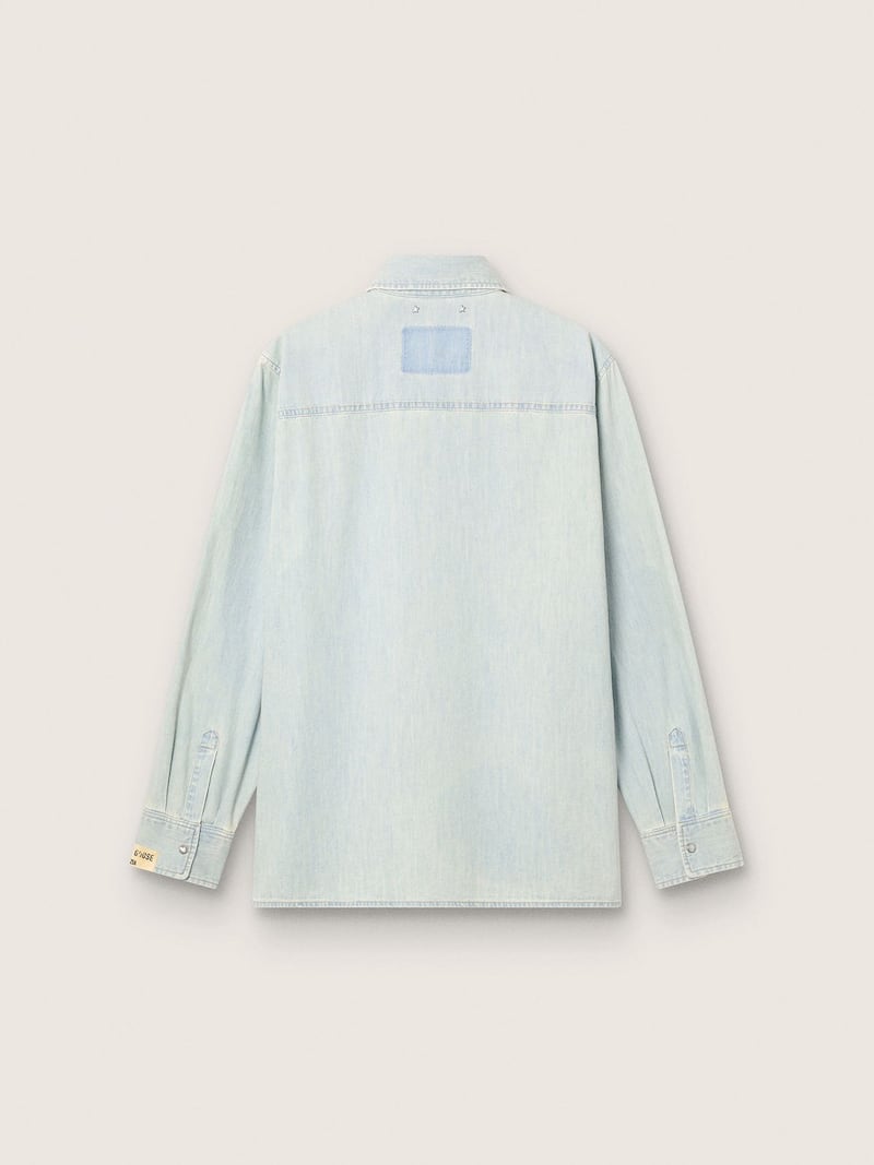 Golden Goose - Chemise overshirt pour homme en denim bleu ciel in 