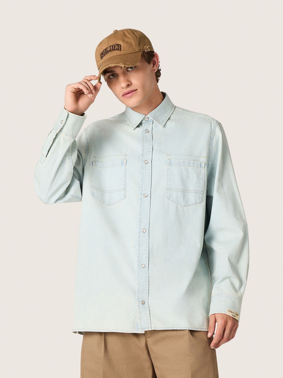 Golden Goose - Men&rsquo;s overshirt in light blue denim in 