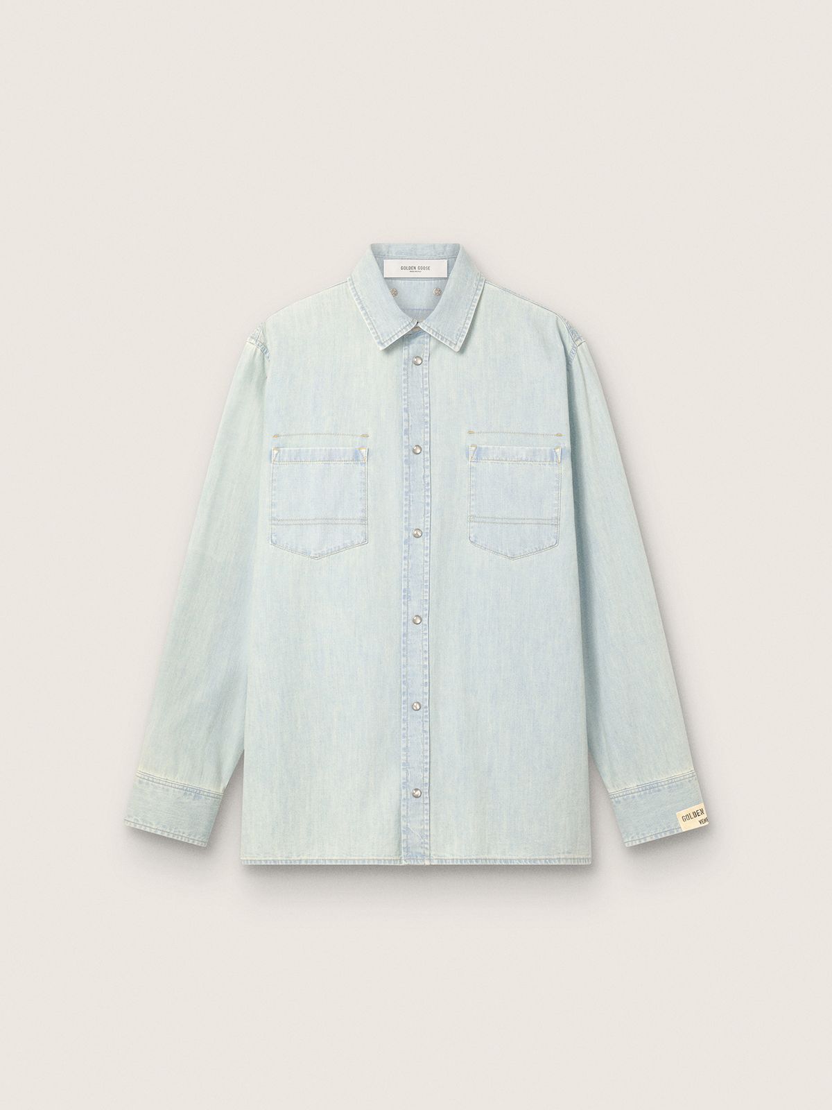 Chemise overshirt pour homme en denim bleu ciel — Golden Goose