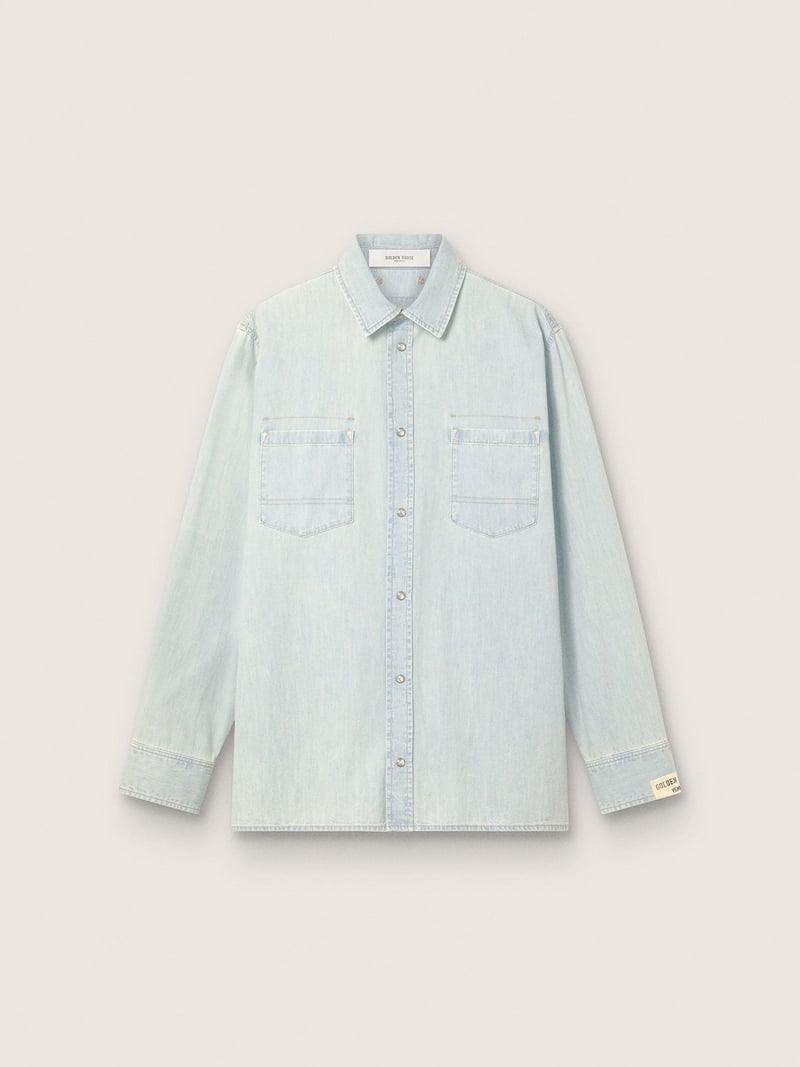 Camisa overshirt Masculina de jeans azul-claro