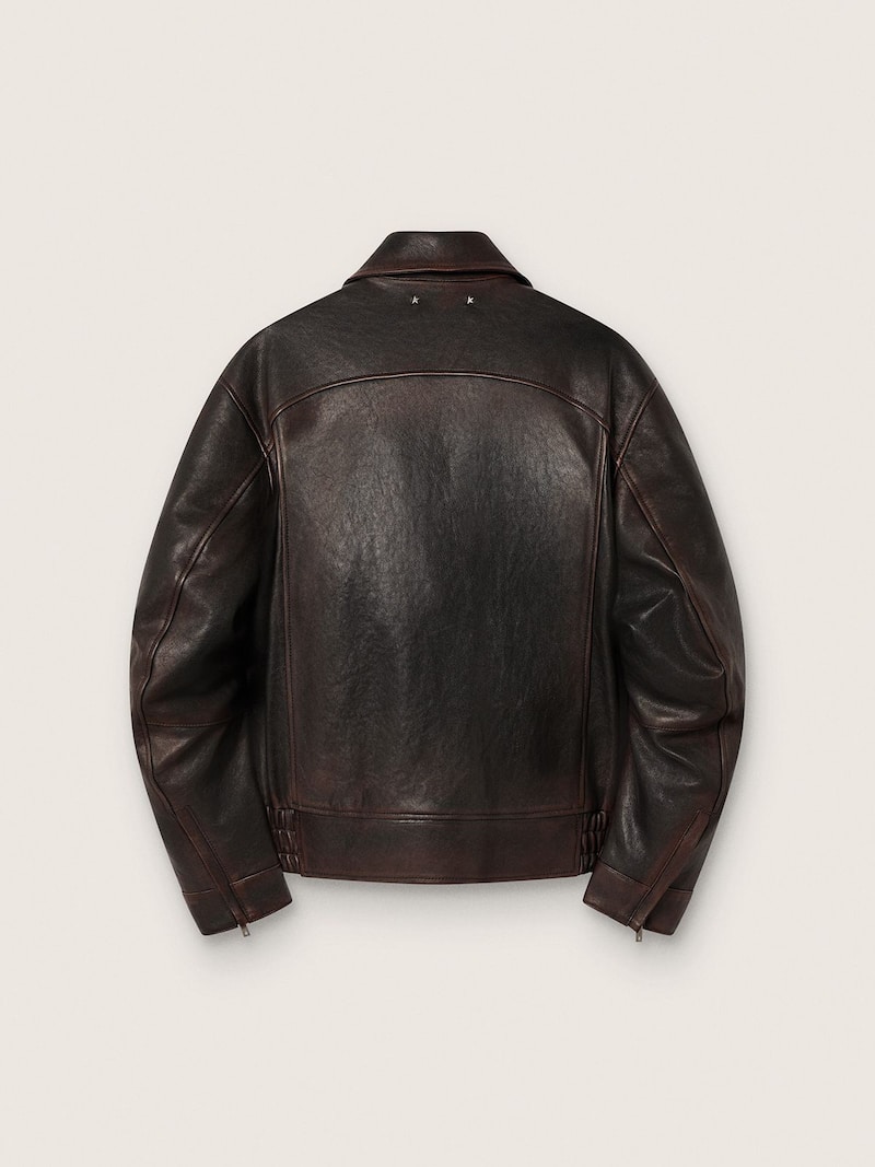 Golden Goose - Jaqueta bomber Masculina de napa bord&ocirc; in 