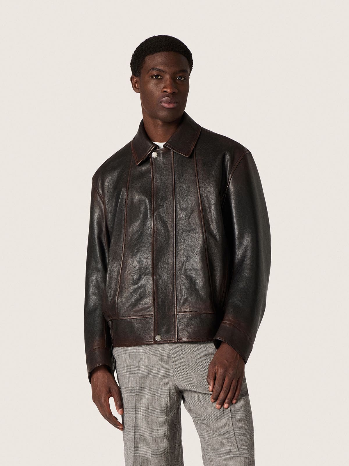 Golden Goose - Men’s bomber jacket in burgundy nappa leather in 