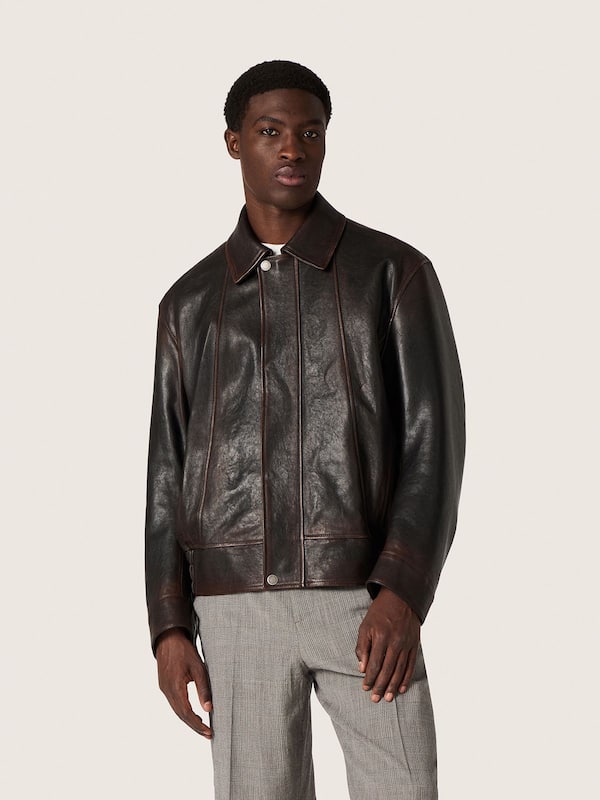 Golden Goose - Men’s bomber jacket in burgundy nappa leather in 
