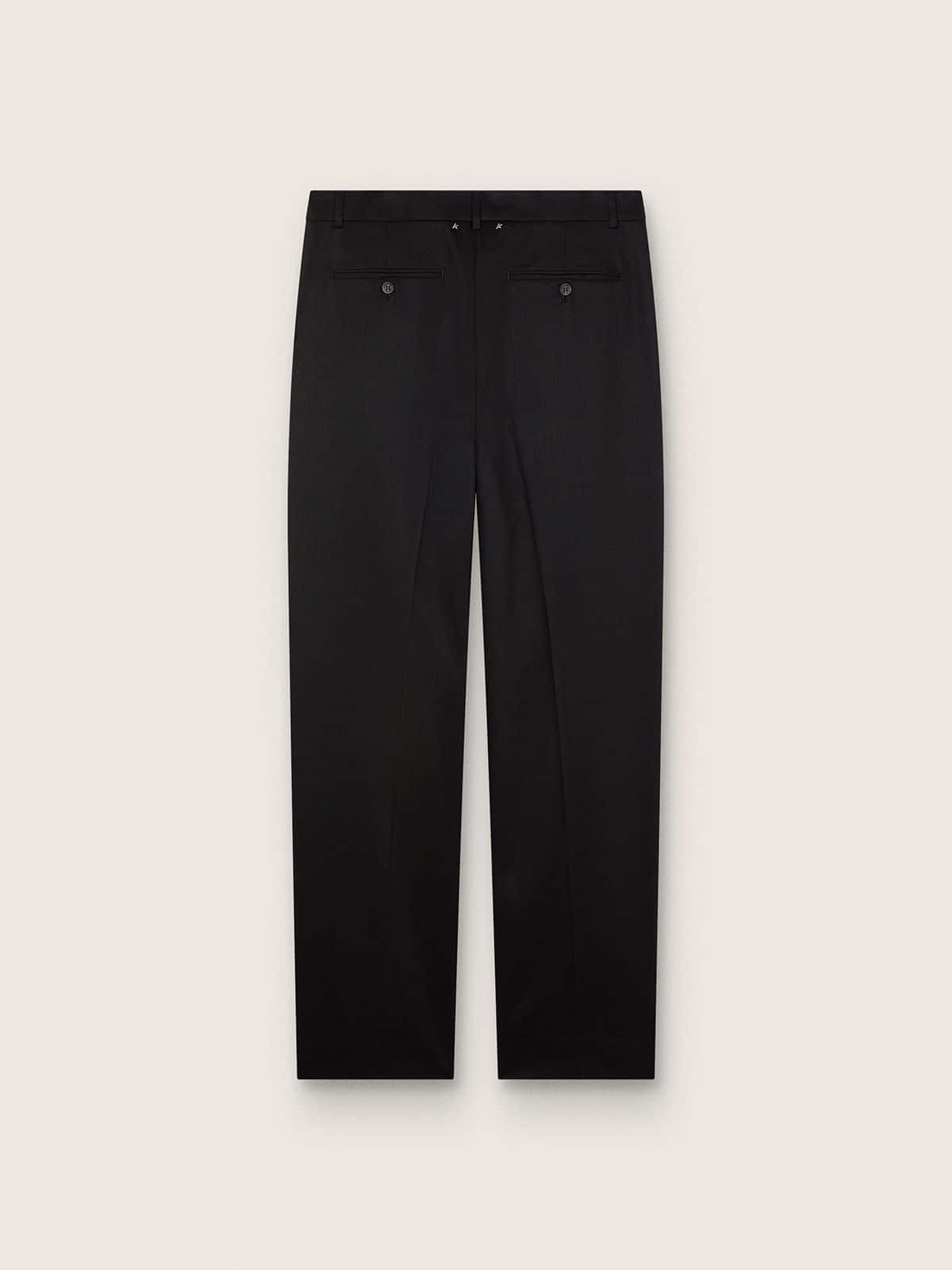 Golden Goose - Schwarze Herrenhose aus Wollfresco mit Satingalons an den Seiten in 