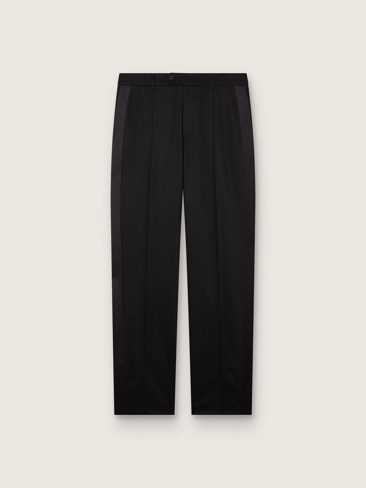Pantalon pour homme en laine froide noire avec bande latérale en satin — Golden Goose