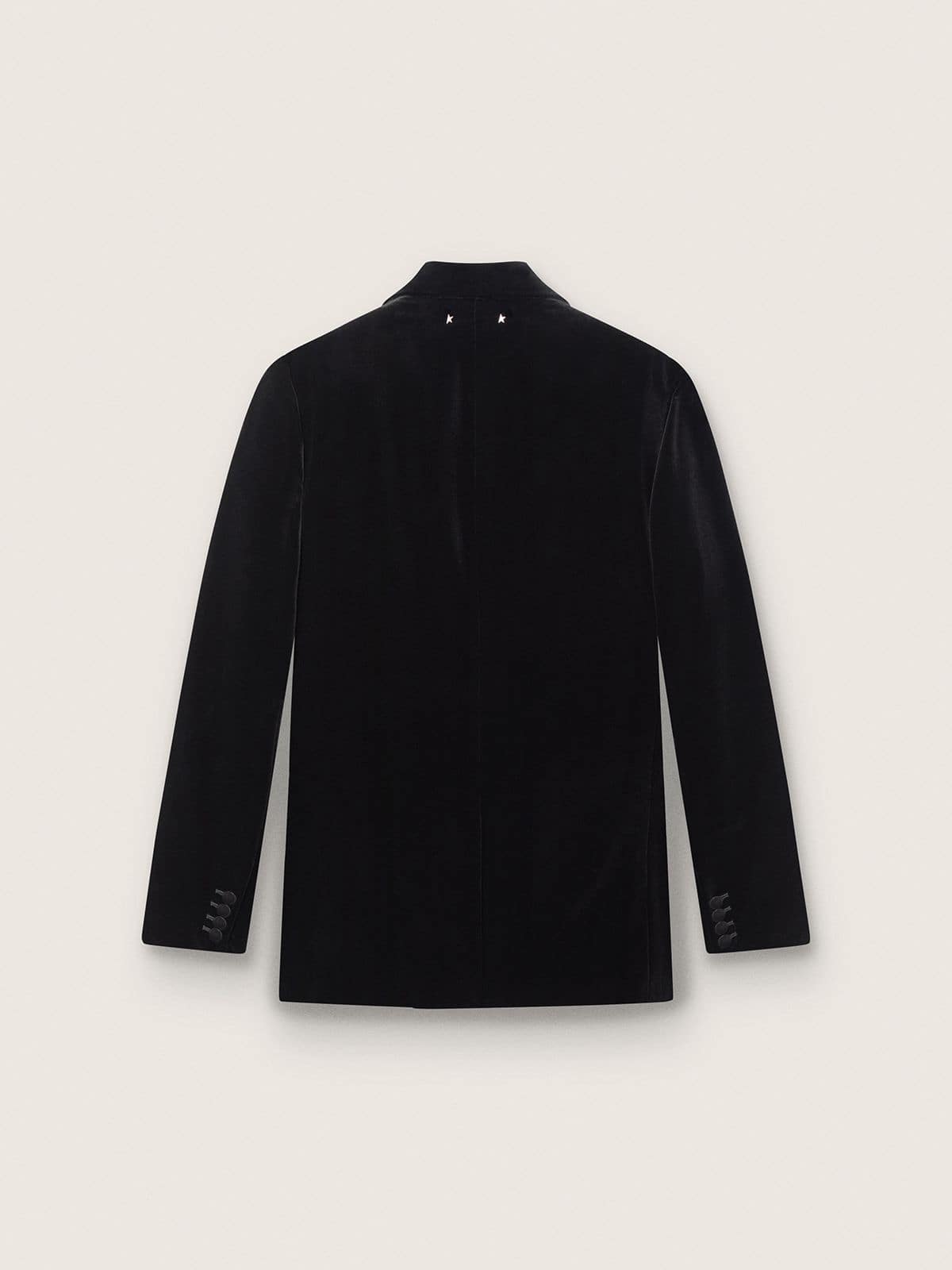Golden Goose - Blazer croisé pour homme en velours noir avec revers en satin noir in 