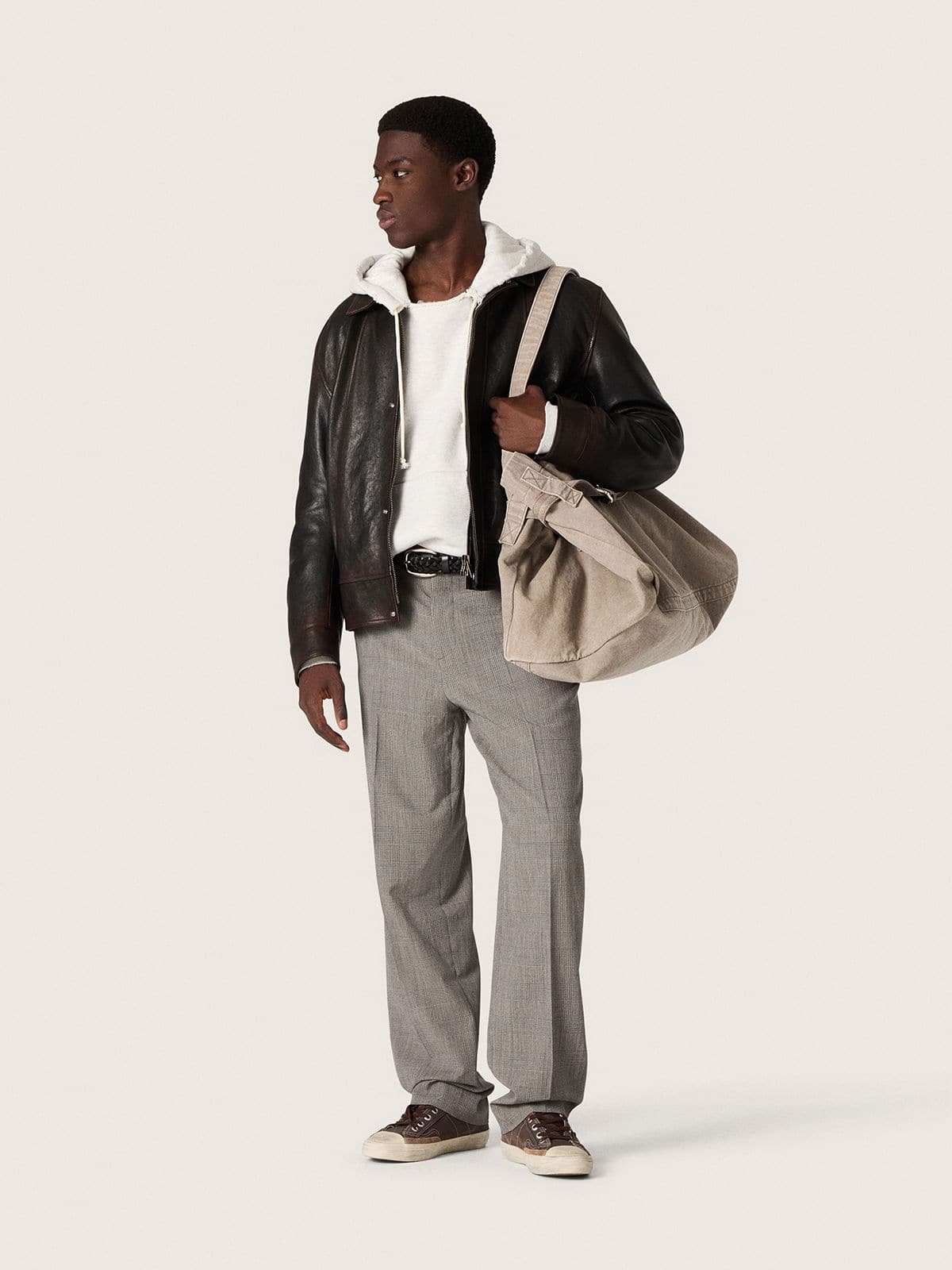 Golden Goose - Men’s slim-fit pants in gray Prince of Wales check in 
