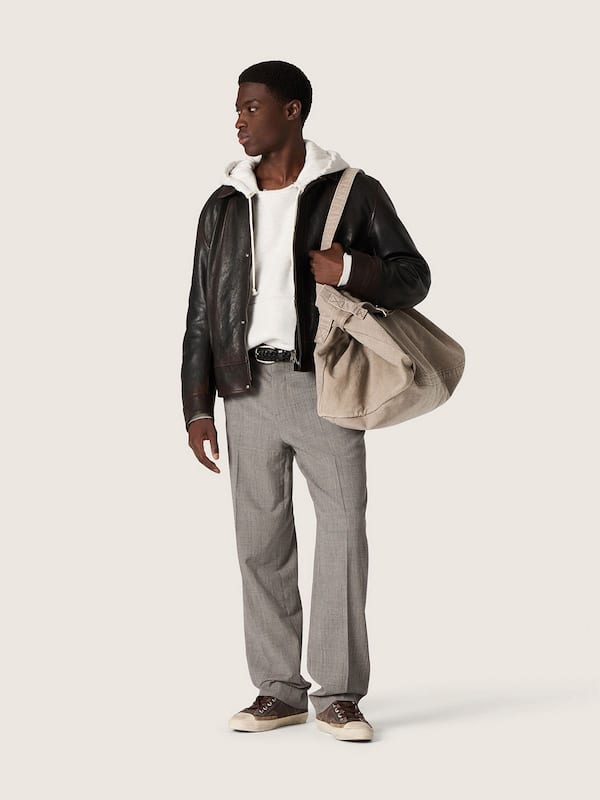 Golden Goose - Men’s slim-fit pants in gray Prince of Wales check in 