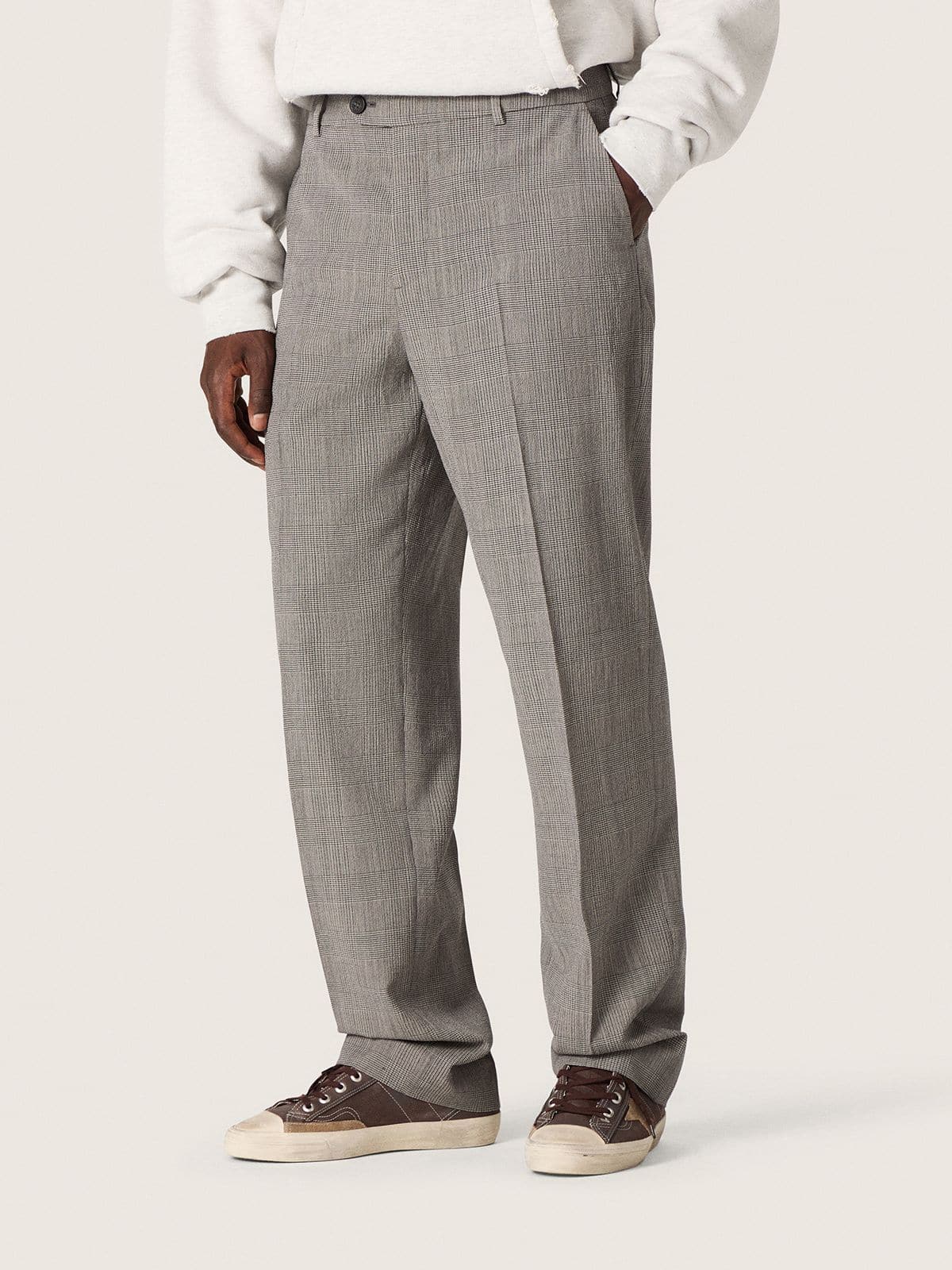 Golden Goose - Men’s slim-fit pants in gray Prince of Wales check in 