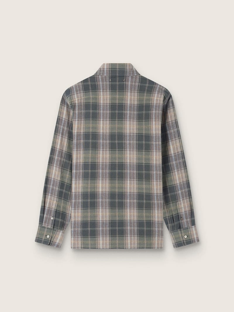 Golden Goose - Chemise homme en coton &agrave; carreaux vert et cognac in 