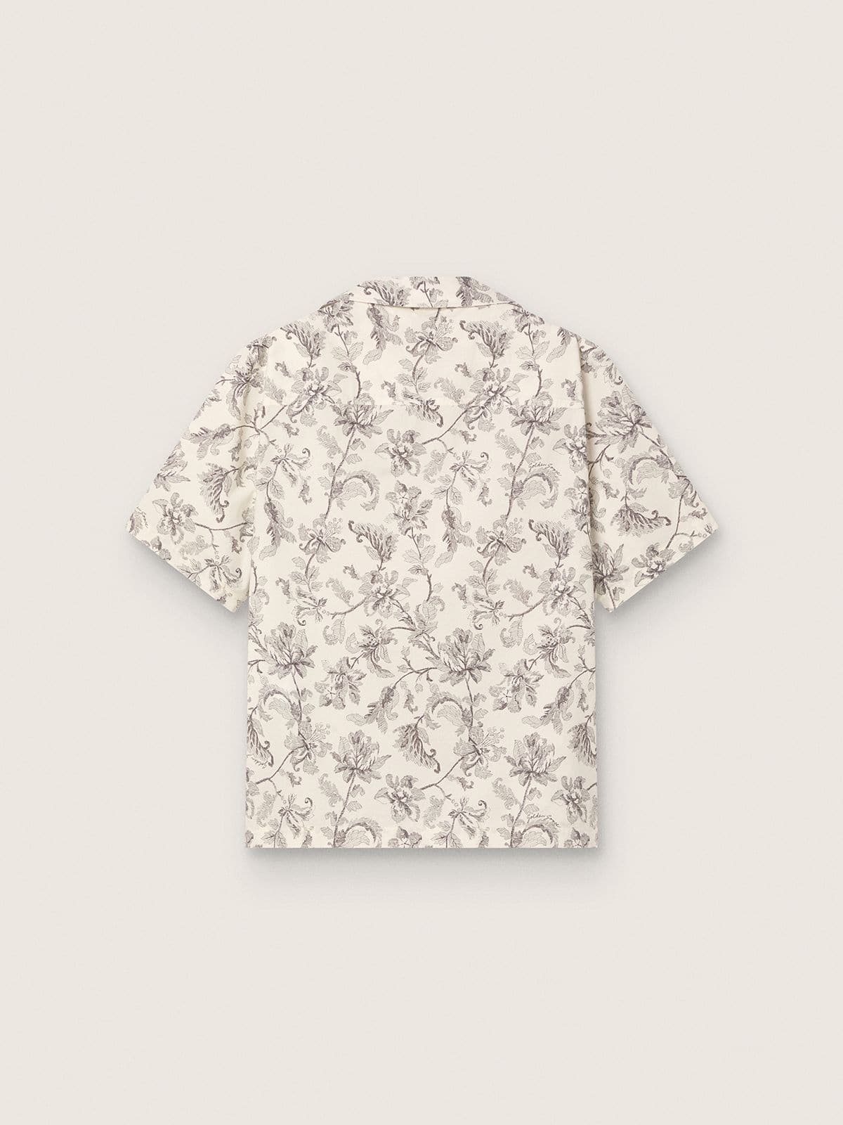 Golden Goose - Camicia a maniche corte da Uomo in cotone con stampa floreale bianca e nera in 