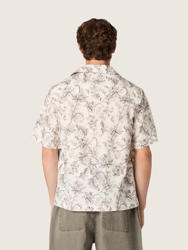Golden Goose - Herren-Kurzarmhemd aus Baumwolle mit schwarz-wei&szlig;em Blumenprint in 