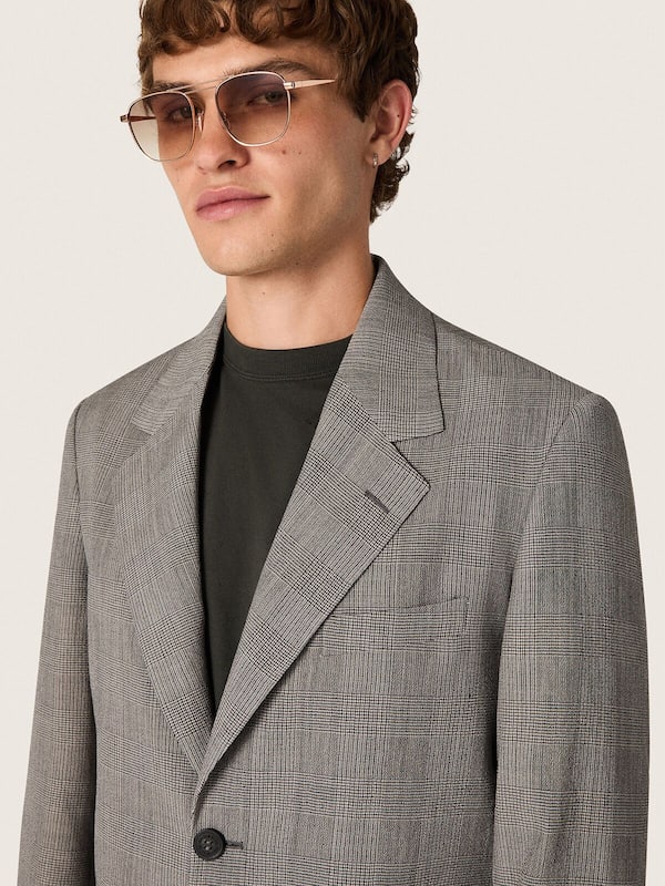 Golden Goose - Men's jacket in gray Prince of Wales check wool in 