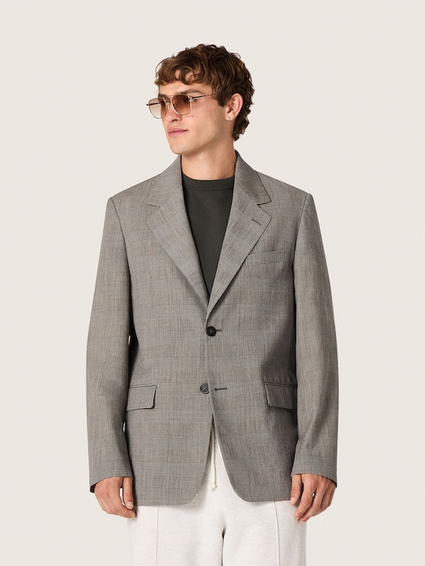 Golden Goose - Men's jacket in gray Prince of Wales check wool in 