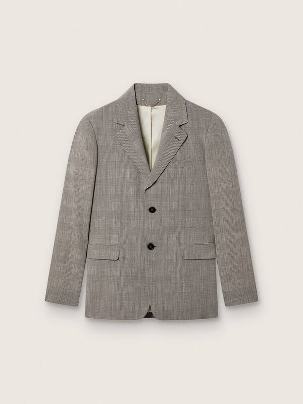 Golden Goose - Men's jacket in gray Prince of Wales check wool in 