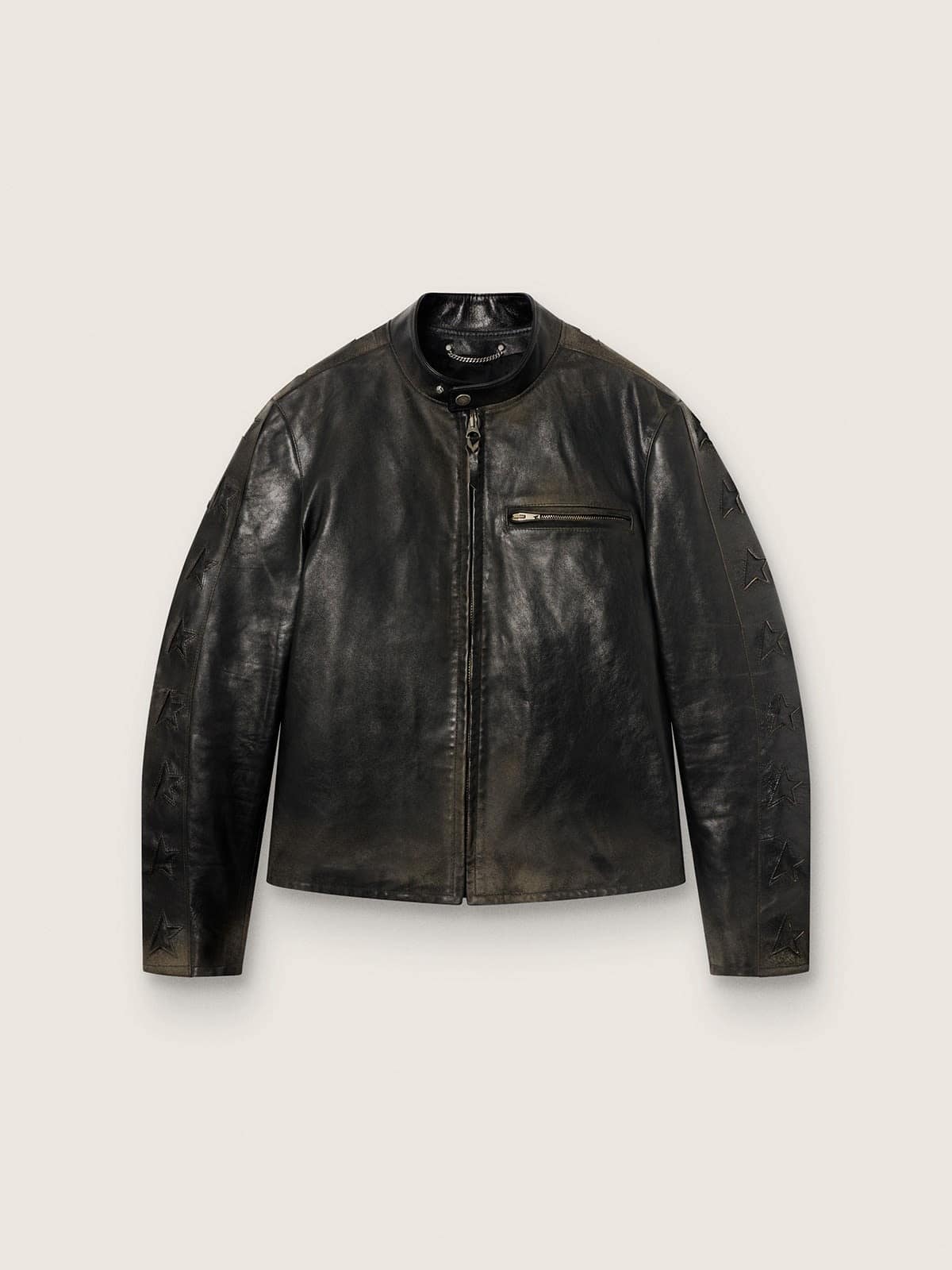 Golden Goose - Men's black leather biker jacket in 