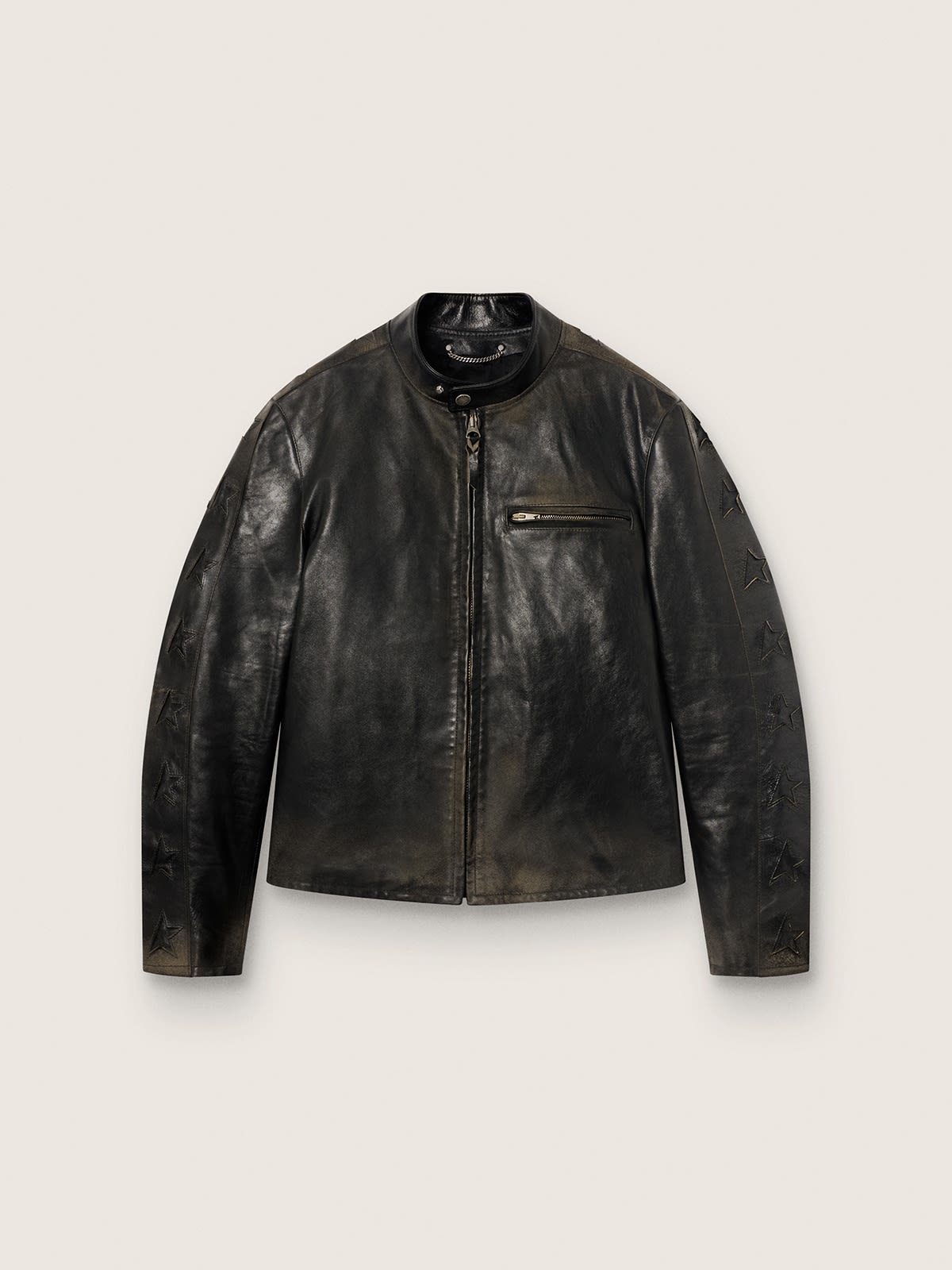 Veste de motard homme en cuir noir — Golden Goose