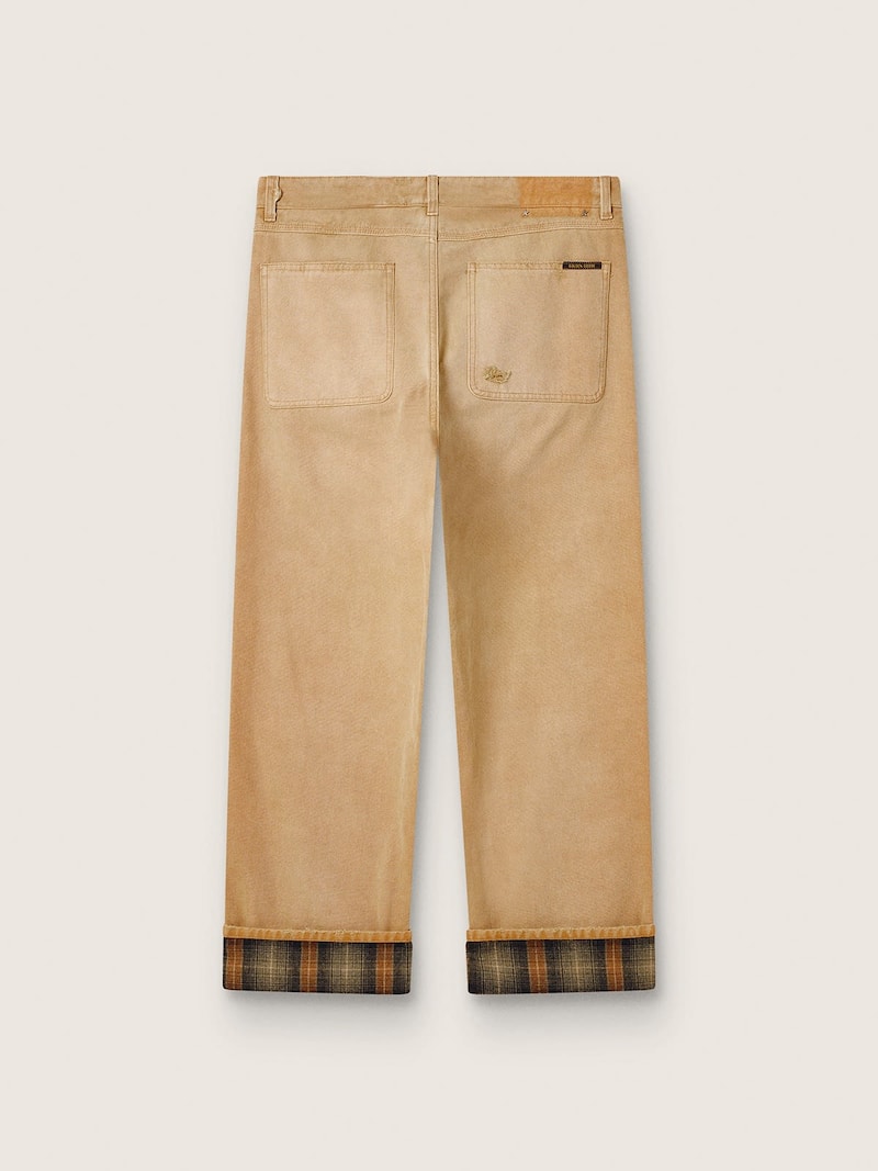 Golden Goose - Men's pants in gradient beige cotton with check details in 