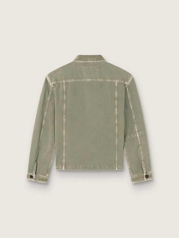 Men's jacket in smoky green cotton twill