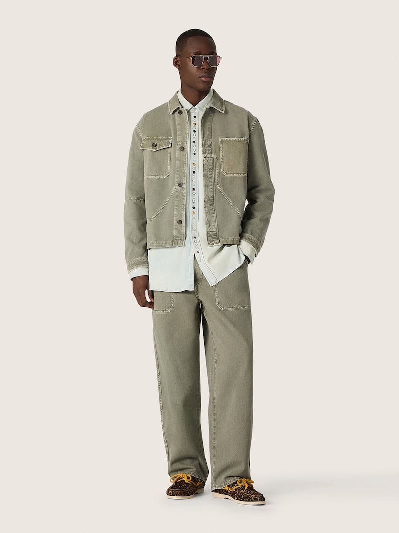 Golden Goose - Men's jacket in smoky green cotton twill in 