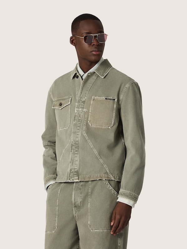 Golden Goose - Men's jacket in smoky green cotton twill in 