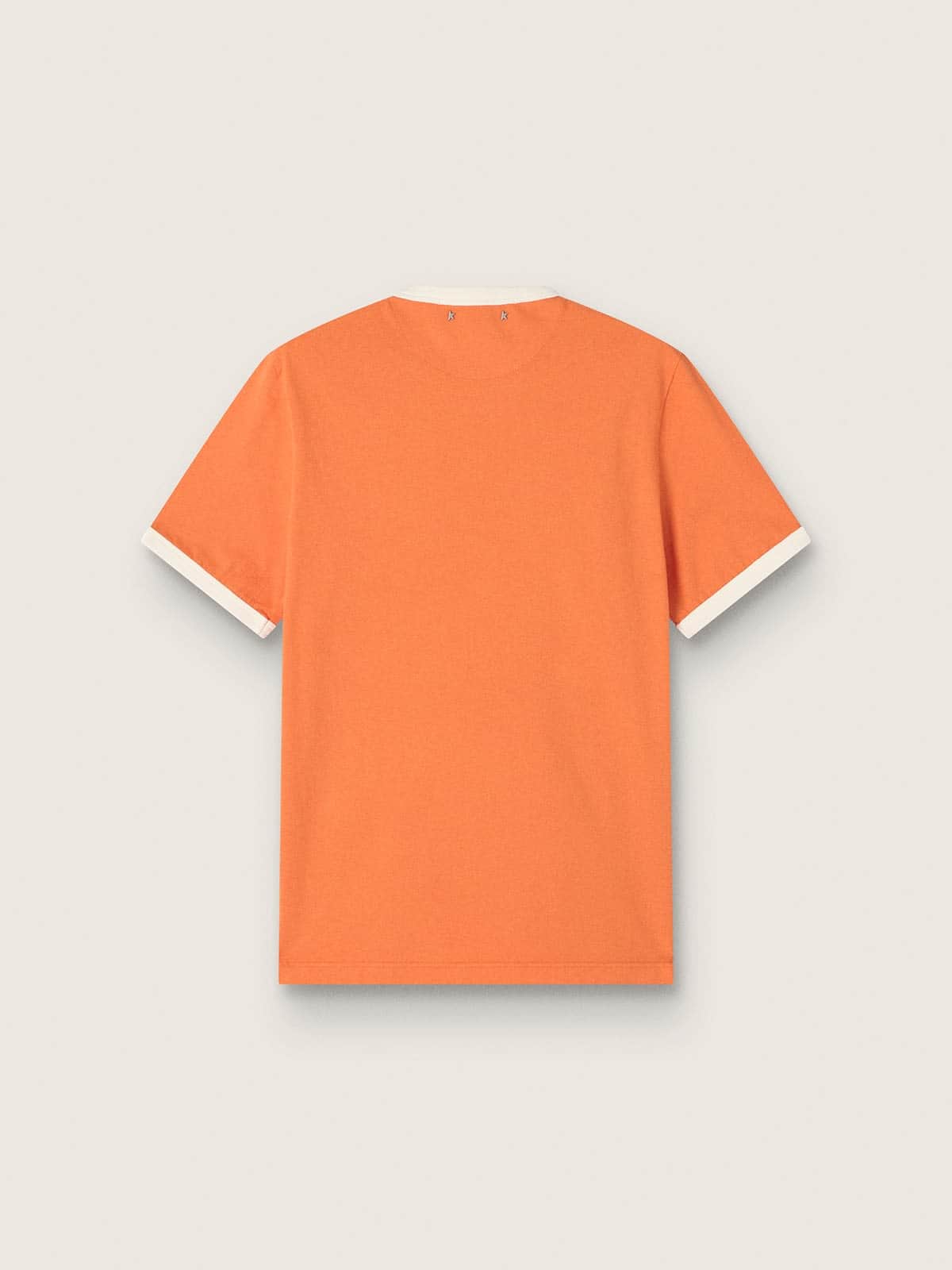 T-shirt da uomo slim in cotone arancione con bordi a contrasto