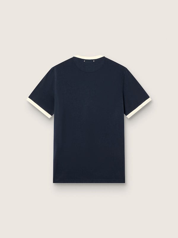 Herren-T-Shirt aus blauer Baumwolle mit &bdquo;Golden&ldquo;-Print
