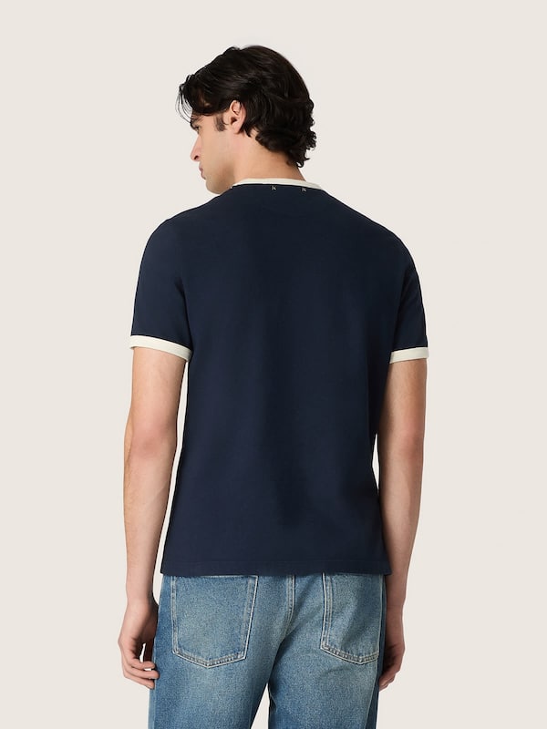 Golden Goose - Men's T-shirt in blue cotton with Golden print in 