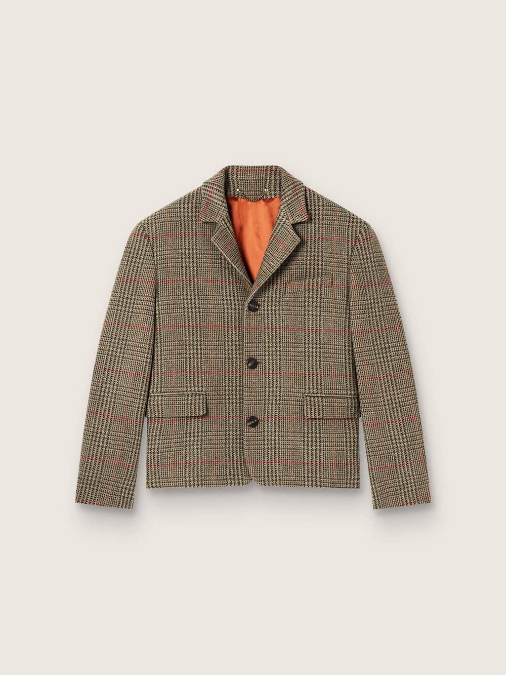 Veste homme en laine prince de Galles vert cyprès avec carreaux rouges — Golden Goose