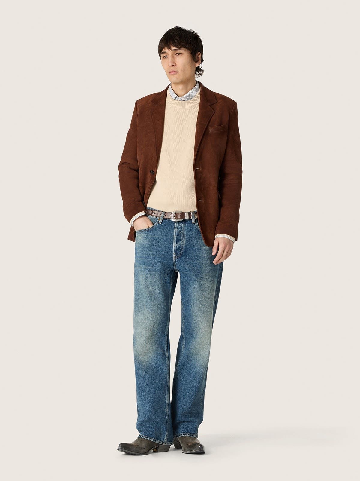 Golden Goose - Men's jacket in brown waxed suede in 