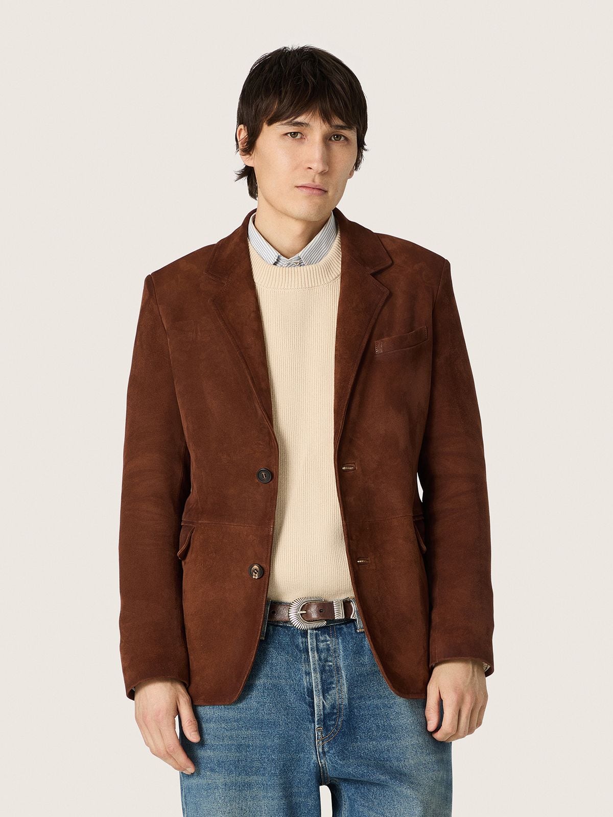 Golden Goose - Men's jacket in brown waxed suede in 