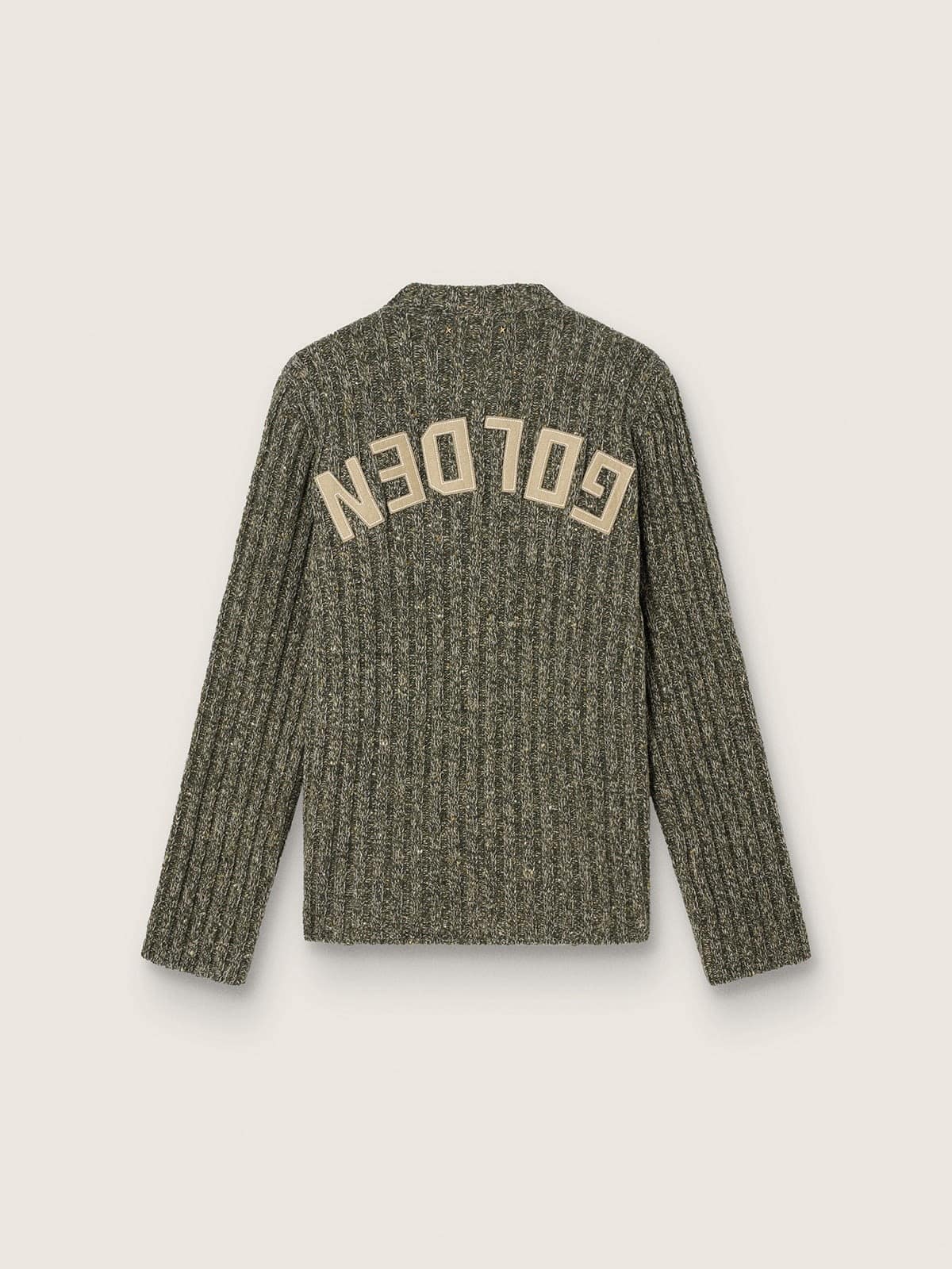 Golden Goose - Pull homme en laine moulin&eacute;e c&ocirc;tel&eacute;e vert for&ecirc;t in 