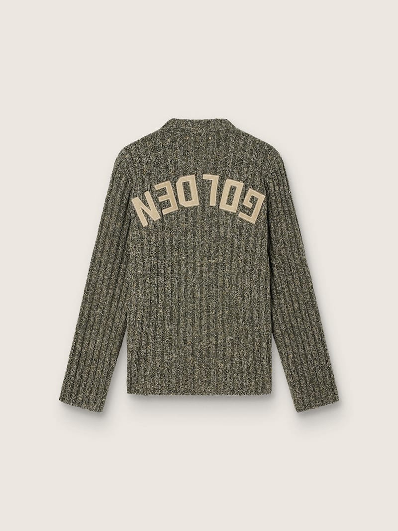 Golden Goose - Men's sweater in forest-green ribbed moulin&eacute; wool in 
