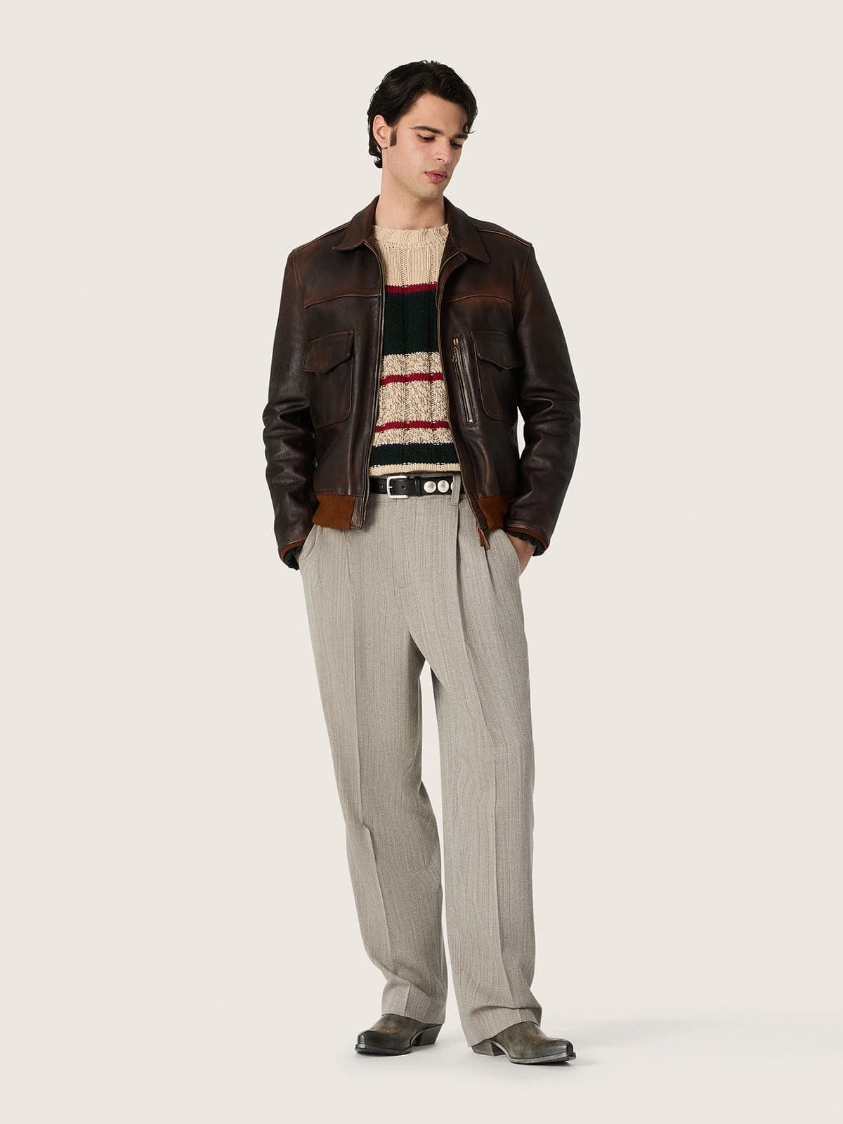 Maglione da uomo in misto alpaca a righe