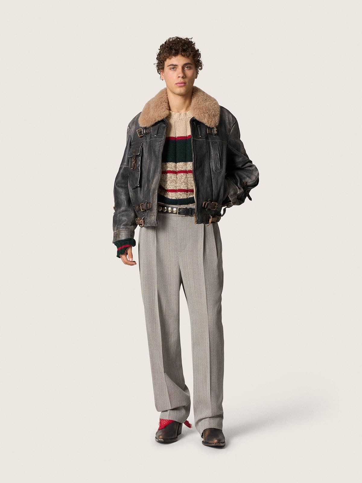 Golden Goose - Men's sweater in striped alpaca blend in 