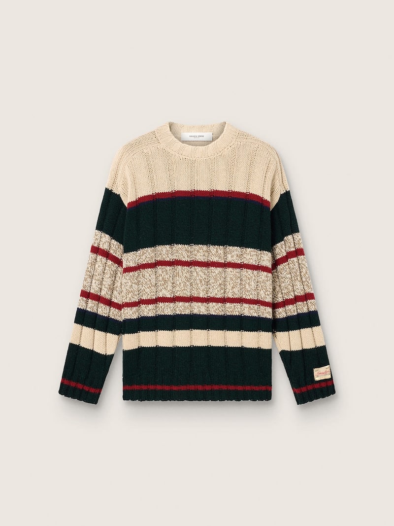 Maglione da uomo in misto alpaca a righe
