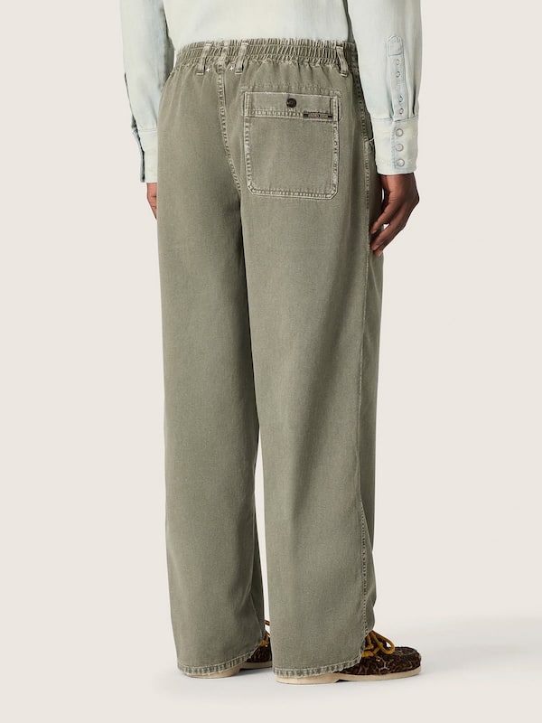 Golden Goose - Pantaloni cargo da uomo in twill di cotone verde fumo in 