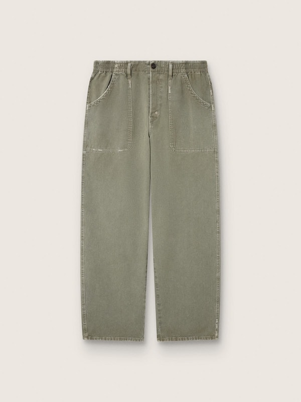 Golden Goose - Pantaloni cargo da uomo in twill di cotone verde fumo in 