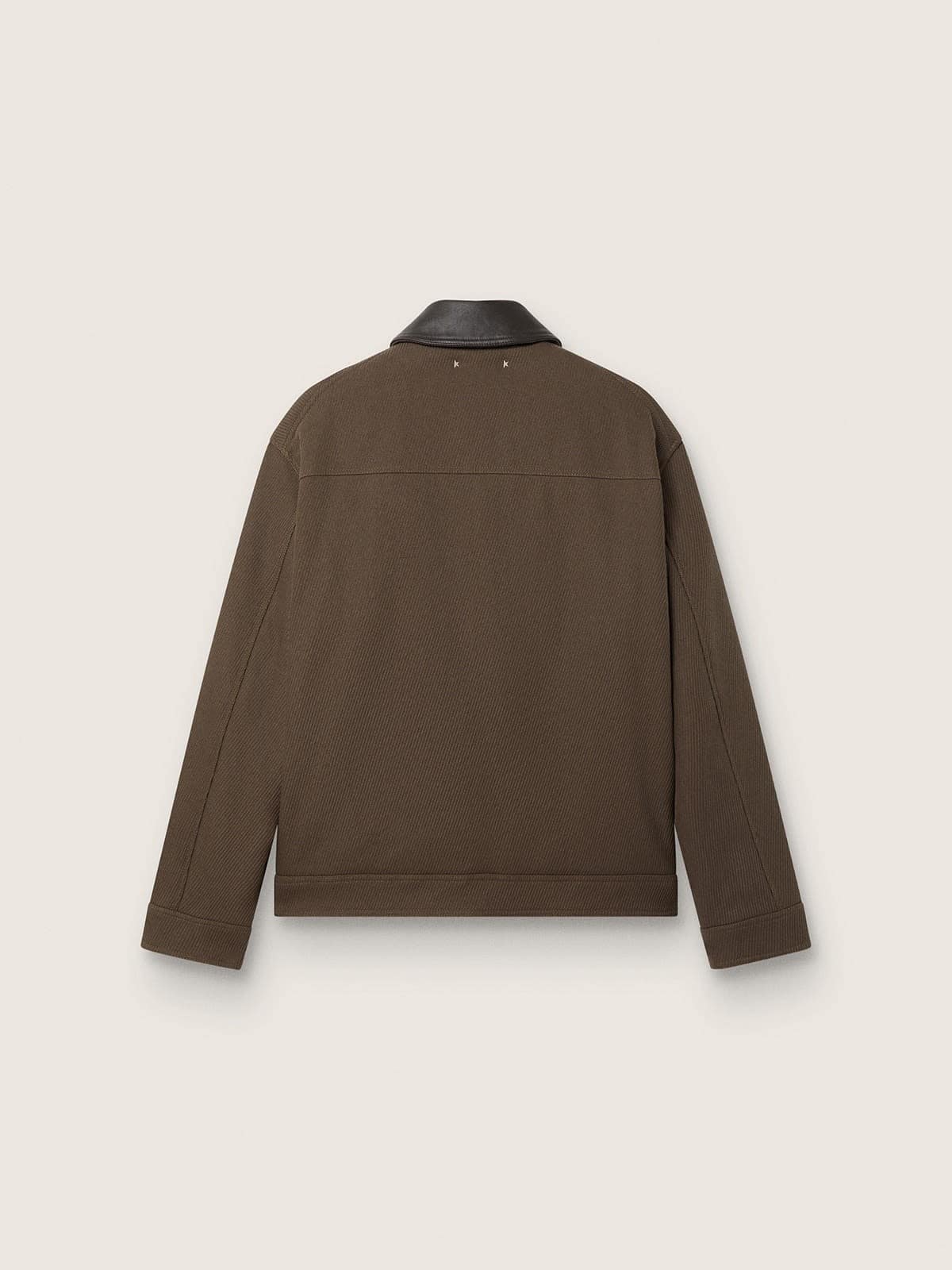Golden Goose Men's short padded jacket in brown cotton with metal hook fastening and leather collar Coats & Jackets brown man